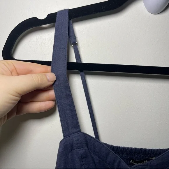 Abercombie & Fitch women's Navy full button down babydoll mini overall dress XS - Picture 6 of 7